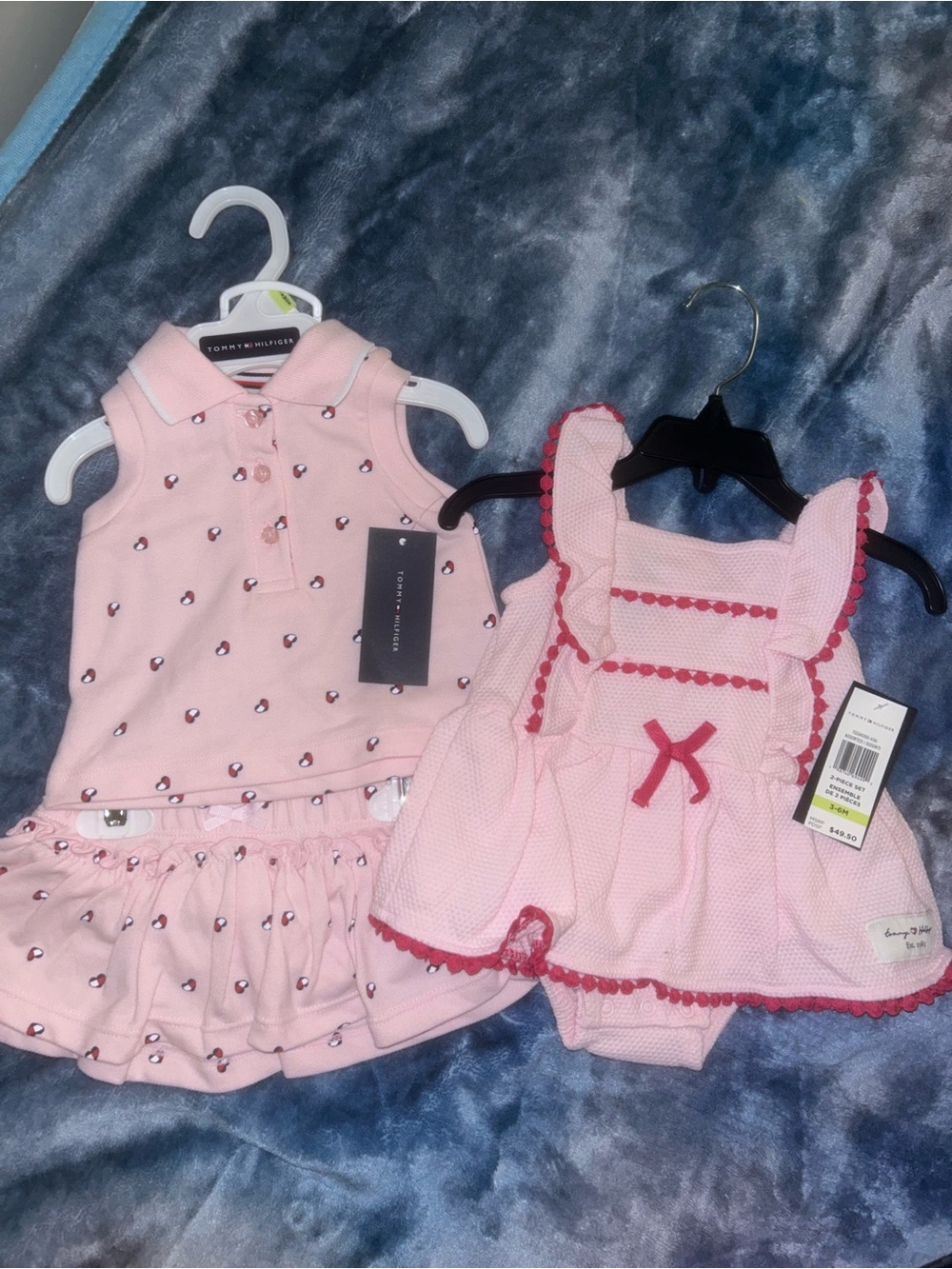 Tommy Hilfiger Pink Baby Polo Dress & Pink Ruffle Romper Set